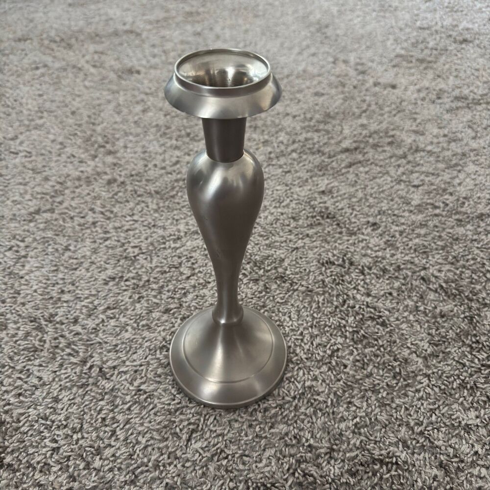 Vintage Bombay Company Brushed Pewter Taper Candlestick Holder Weighted 11" MCM